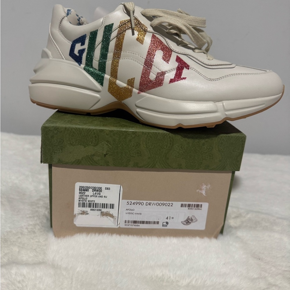 Gucci Cream Sneakers with Multicolor Logo - Picture 8 of 8